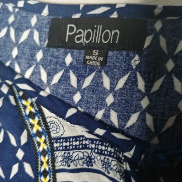 Papillon blue white print mini tunic dress Small - Picture 7 of 9